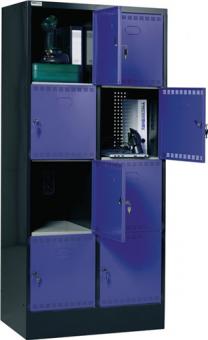 Elektro-Fcherschrank H1795xB810xT582mm - 1 ST  Sockel 8Fcher anthr.grau/blau 2Steckd.