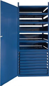 Schrank m.Tr LOGS 145 H1550xB540xT390mm - 1 ST  8 Schubl.5 Fbd.blau RAL LOGS