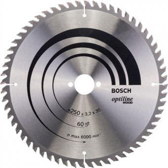 Kreissgeblatt Optiline Wood - 1 ST  AD 250mm Z.60 WZ Bohr.30mm Schnitt-B.3,2mm