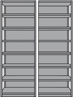Steckregal H2600xB750xT400mm Bro - 1 ST  Anbauregal 8Stahlbden lichtgrau eins.m.Rckw.