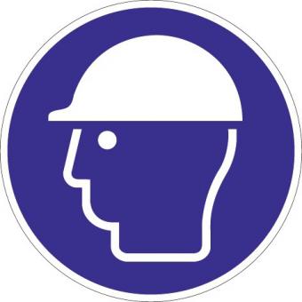 Schild Kopfschutz benutzen D.200mm - 1 ST  Kunststoff blau/wei ASR A1.3 DIN EN ISO 7010