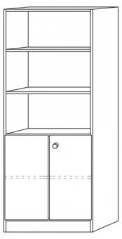 Schrank H2004xB800xT420mm - 1 ST  lichtgrau 2 Tren H.1270mm Knaufgriff