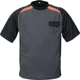 T-Shirt Gr.L dunkelgrau/schwarz/orange - 1 ST  100%PES