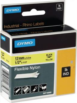 Schriftband Band-B.12mm Band-L.3,5m - 5 ST  flexibles Nylonband schwarz auf gelb DYMO
