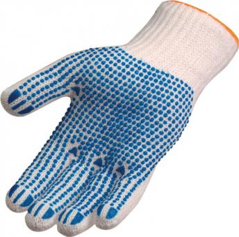 Handschuhe Gr.9/10 wei/blau - 12 PA  EN 388 PSA II Polyester/Baumwolle AT