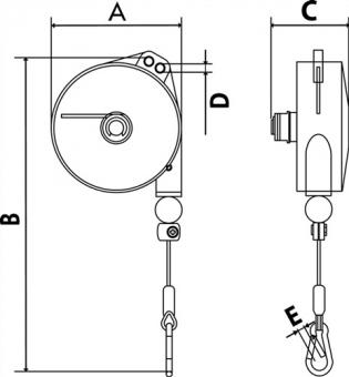 Federzug Trgf.6-8kg Seillnge - 1 ST  2,0m Seil-D.2,0mm