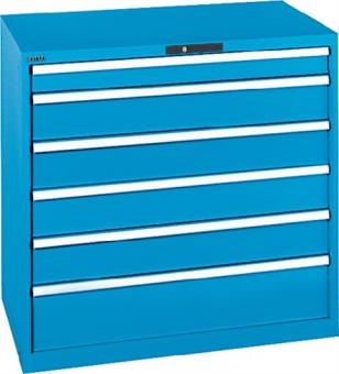 Schubladenschrank H1000xB1023xT725mm - 1 ST  blau 1x100,4x150,1x200mm Vollauszug,KeyLock