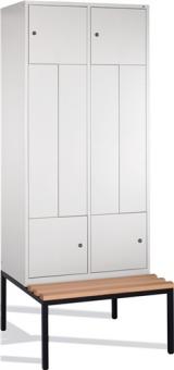 Z-Garderobenschrank m.Sitzbank - 1 ST  H2090xB820xT510/825mm lichtgrau/ lichtgrau 4 Abt.