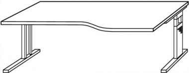 Schreibtisch Bela H650-850xB1800xT1000mm - 1 ST  Nussbaumdekor Freiform R/L C-Fu