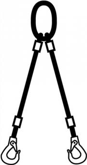 Drahtseilkrangeschirr 2-strngig - 1 ST  m.Ovalr.u.2 senh.L1000xD14mm Trgf.2000 kg