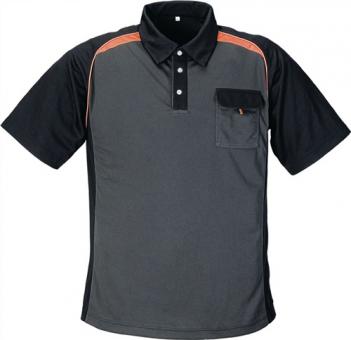 Herrenpoloshirt Gr.L dunkelgrau/schwarz/orange - 1 ST  100%PES