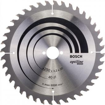 Kreissgeblatt Optiline Wood - 1 ST  AD 250mm Z.40 WZ Bohr.30mm Schnitt-B.3,2mm