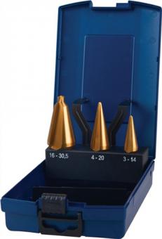 Blechschlbohrersatz 3-14/4-20/16-30,5mm - 1 ST  HSS-TiN 3tlg.Ku.-Kass.PROMAT