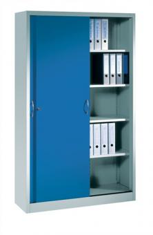 Schiebetrenschrank H1950xB1600xT400mm - 1 ST  lichtgrau/enzianblau 8Fbd.m.Trennw.