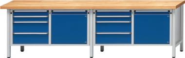 Werkbank V B2800xT700xH890mm - 1 ST  Universalplatte grau blau 4 Schubl.1 Tr ANKE