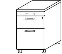 Rollcontainer Cyro H565xB438xT600mm - 1 ST  Ahorn 1Utensilienauszug 1Schubl.1Reg.Auszug