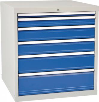 Schubladenschrank H1019xB1005xT736mm - 1 ST  lichtgrau/signalblau 6 Schubl.Vollauszug