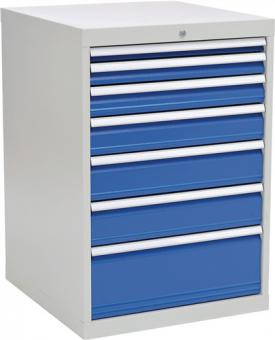 Schubladenschrank H1019xB705xT736mm - 1 ST  lichtgrau/signalblau 7 Schubl.Vollauszug