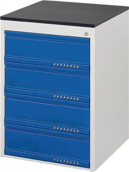 Schubladenschrank BK 650 H820xB580xT650mm - 1 ST  grau/blau 4Schubl.Einfachauszug PROMAT