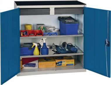 Werkzeug-/Beistellschrank - 1 ST  H1000xB1000xT500mm 2Schubl.,2BD grau/blau STUMPF