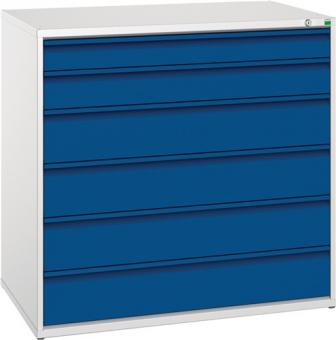 Schubladenschrank verso+ - 1 ST  H1000xB1050xT650mm grau/blau 1x100,2x125,4x175mm