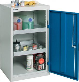 Umweltschrank H900xB500xT500mm - 1 ST  lichtgrau/enzianblau o.Belftung 2 Wannen,10l