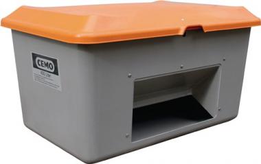 Streugutbehälter L1210xB820xH670mm - 1 ST  400l GFK grau/orange m.Entnahmeöffnung CEMO