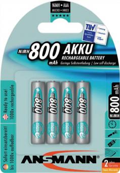 Akkuzelle maxE 1,2 V 800 - 1 ST  mAh R03-AAA-Micro HR03 4 4St./Blister ANSMANN