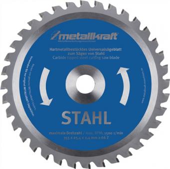 Metallkreissgeblatt STA D.355mm - 1 ST  B.2,4mm HM Bohrungs-D.25,4mm Z.80 METALLKRAFT