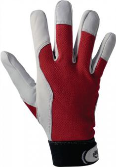 Handschuhe Griffy Gr.8 rot/naturfarben - 1 PA  Ziegennappaleder/Interlock auf SB-Karte