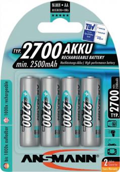 Akkuzelle 1,2 V 2700 mAh - 1 SB  R6-AA-Mignon HR6 4 4St./Blister ANSMANN