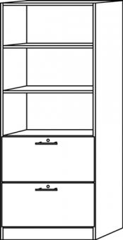 Schrank H2004xB800xT420mm Nussb./silber - 1 ST  2 Hngeregistraturen Knaufgriff abschl.