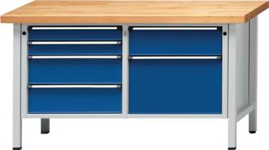 Werkbank V B1500xT700xH890mm - 1 ST  Universalplatte lichtgrau enzianblau 6 Schubl.ANKE
