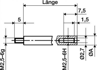 Verlngerungsstck L.10mm - 1 ST  Messbolzen-D.4mm z.Messuhren KFER