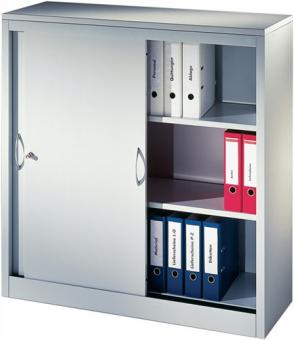 Schiebetrenschrank H1025xB1200xT400mm - 1 ST  lichtgrau/enzianblau 2Fbd.m.Abdeckplatte