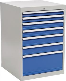 Schubladenschrank H1019xB705xT736mm - 1 ST  grau/blau 2x75,2x100,2x125,1x300mm Schubl.