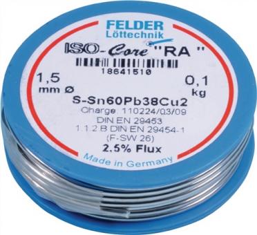 Ltdraht ISO-Core RA 1,5mm - 0,25 KG / 1 ST  250g S-Sn60Pb39Cu1 FELDER