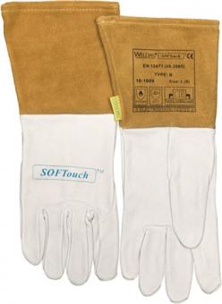 Schweierhandschuhe Gr.L - 10 PA / 5 PA  (9) natur/orange 5 PA