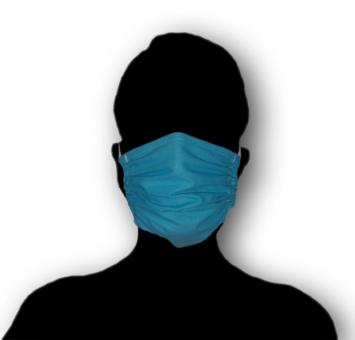 Antibakterielle Baumwoll-Gesichtsmaske, blau, - 50 ST B - 2 fixe Gummischlaufen zum befestigen hinter den Ohren (ohne Binden) 100% Baumwolle, 60C waschbar