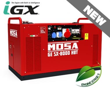 GE SX-8000 HBT Mosa Stromerzeuger, AVR und FI - 1 Stk  7-8/3,5 kVA/230 V, Honda iGX 390