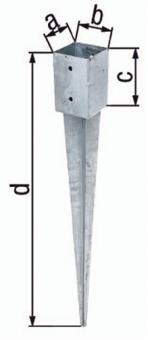 Einschlag-Bodenhlse a91xb91xc150xd750mm - 1 ST  STA roh TZN GAH