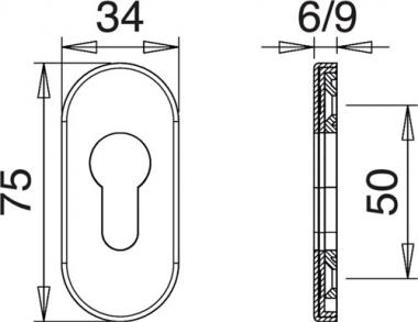 Schl�sselrosette 0811/9003 - 1 ST  VA EST Schildst.9mm PZ ov.EDI