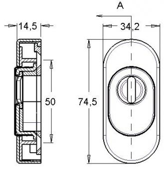Schl�sselrosette 0815/0000 - 1 ST  VA EST Schildst.14,5mm PZ ov.EDI