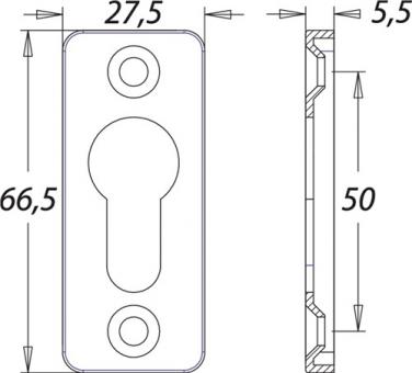 Schl�sselrosette 1319/0003 - 1 ST  Alu.F1 Schildst.5,5mm PZ ktg.EDI