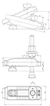 Spannpratze Nr.6312VT Krokodil - 1 ST  f.T-Nut 16mm Spann-H.0-70mm M16x16x160mm AMF