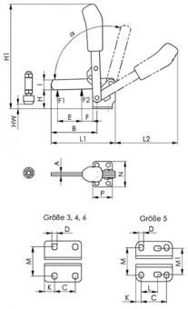 Senkrechtspanner Nr.6804 - 1 ST  Gr.5 waagrechter Fu� AMF