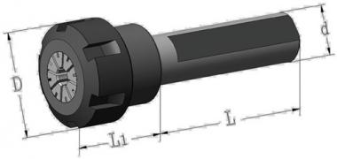 Spannzangenfutter ER Spann-D.2-20mm - 1 ST  Schaft-D.32mm Schaft-L.150mm PROMAT
