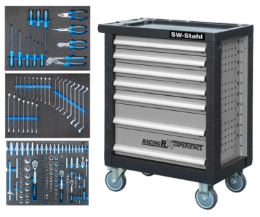 Werkstattwagen mit 7 Schubladen - 1 Stk  incl. 207 tlg. "Worker Set" + Drehmomentschlssel