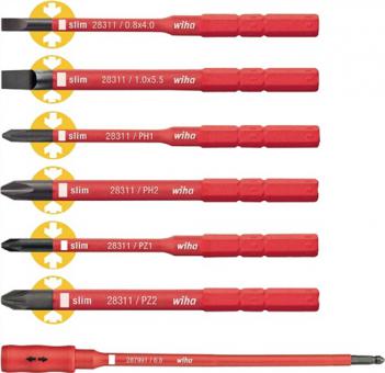 Wechselklingensatz slimBit - 1 ST  Pk.7-tlg.Torque/Schlitz/Phillips/Pozidriv WIHA