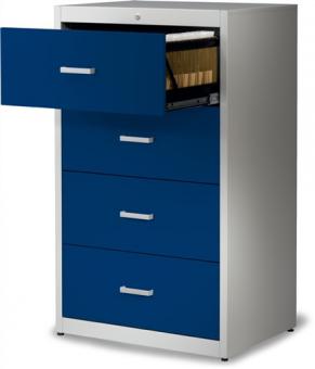 Hngeregistraturschrank H1350xB800xT600mm - 1 ST  2-bahnig lichtgrau 4 Schubl.